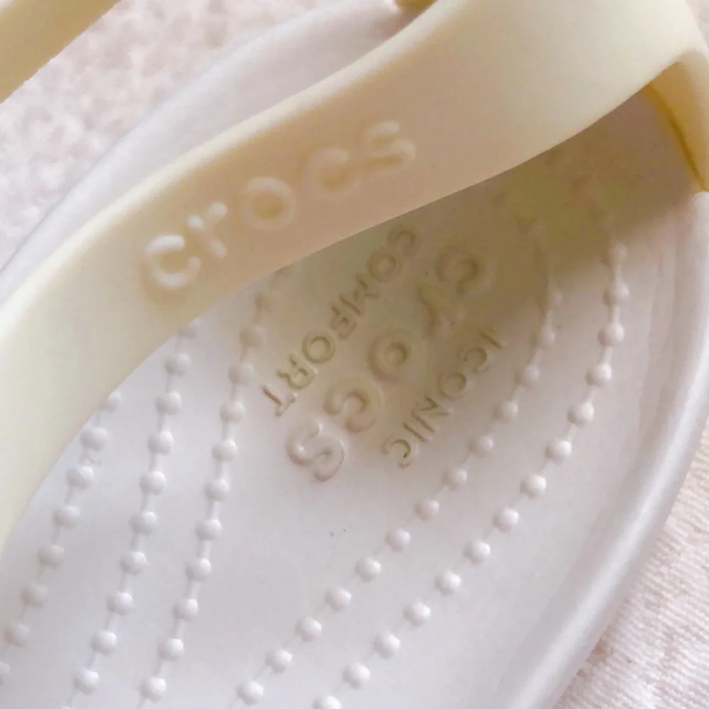 CROCS Girls White Cream Slingback Flip Sandals